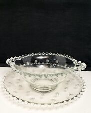 Vintage Imperial Glass Candlewick Etched Starlight Handled Bowl 7.25 Plate 8
