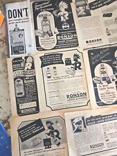 Vintage 1940s Ronson Ads Lot Of 8 Military Indian Logo Lighter Fluid  picture
