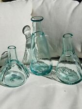 Kalalou 3 pc Hand Blown Recycled Glass Flower Bud Vases Organic Thick Bottles picture
