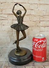 Hot Cast Prima Ballerina Bronze Sculpture Art Deco Marble Base Figurine Gift NR picture
