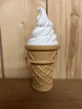 Blow Mold Plastic Ice Cream Cone Display Safe T Cup 11” Inch Vanilla Swirl Bank picture