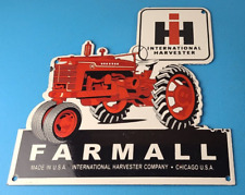 Vintage Farmall International Harvester Sign - Porcelain Farm Barn Gas Pump Sign picture