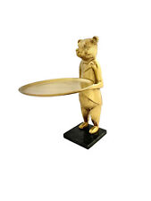 Bear Butler Metal Statue on Marble Base with Tray Card Holder Dish Decor picture