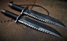 LOM CUSTOM HANDMADE CARBON STEEL SURVIVAL RAMBO TACTICAL HUNTING BOWIE PAIR - 03 picture
