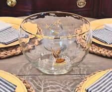 RARE Vintage CULVER Ned Smith PUNCH BOWL with 4 Fowl & 22k Gold Rim EUC picture