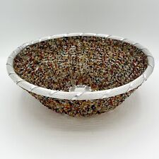 Silver Wire And Seed Bead Woven Basket 10” picture