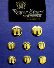 Set of 8 ROGER STUART GOLD TONE METAL JACKET REPLACEMENT BUTTONS GOOD USED COND. picture