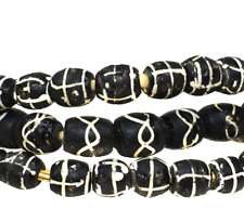 Eights Venetian Trade Beads Black White Striped Africa Rare 32 Inch picture