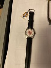 fossil watch nwt pr-5051 Black Leather Strap Vintage 90s New With Tags vintage picture