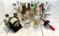 Lot of 17 Vintage Spirits Mini Glass Liquor Bottles Whisky Bar Decor- EMPTY picture