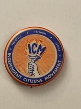 Vintage Independent Citizens Movement ICM Button Pin Pinback PB32 picture