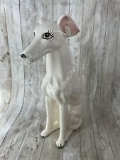 14” Whippet Dog Figurine White Ceramic Standing  Or Sitting Statue picture