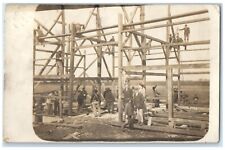 1912 Barn Construction Workers Peotone Illinois IL RPPC Photo Antique Postcard picture