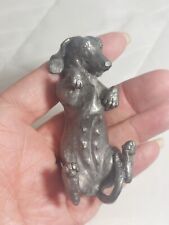 Vintage Pewter Dachshund Playful Puppy Lying On Back Apprx 3/4