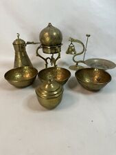 Vintage Arabic Islamic Persian Inlay Copper Bronze Coffee Tea Set picture