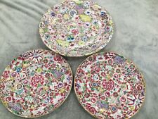 Vintage Chinese Handpainted 4 Character Mark ,Floral/gold Accents 2 Plates,Bowl. picture
