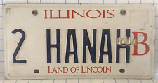 Illinois Land of Lincoln Blue White Metal Expired License Plate 2HanahB Date?? picture