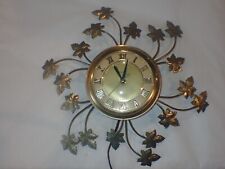Vintage UNITED Electric Wall CLOCK Maple Leaves Metal WORKS Model 77 USA 1967 picture