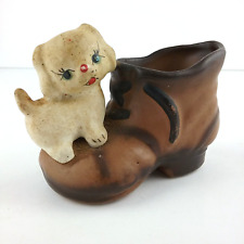 ENESCO Dog Boot Toothpick Holder Hand Painted Puppy On Shoe Miniature Figurine picture