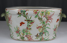 Chinese porcelain foot bath/planter, hand painted flowers, birds, butterflies picture