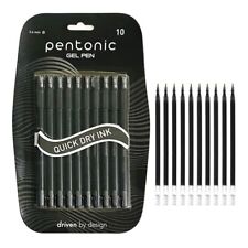 Pentonic 0.6mm Black Ink Gel Pen & Refill Combo 10 Pcs Pens with 10 Pcs Refills picture