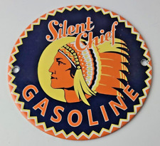 Vintage Silent Chief Gasoline Sign - Gas Service Station Pump Porcelain Sign picture