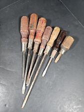Set Of 7 Old Vintage Wood Handle Screwdrivers for Cabinetmakers & Mechanics GUC picture