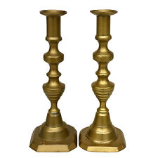 Antique Traditional Colonial Brass Candlestick Holders - A Pair picture