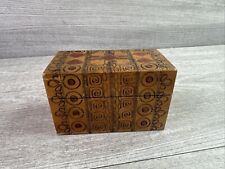 Vintage Wooden Hand Carved Box 2 Playing Cards Set Box picture