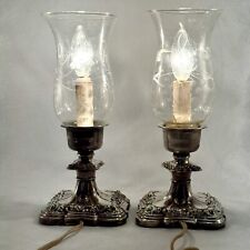 Antique Cephas B Rogers Silver Plate Electric Hurricane Mantle Lamps Victorian picture