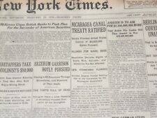 1916 FEBRUARY 19 NEW YORK TIMES - NICARAGUA CANAL TREATY RATIFIED - NT 9046 picture