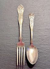 VINTAGE BUSTER BROWN CHILD'S SILVER PLATED FORK & SPOON SET B175 picture