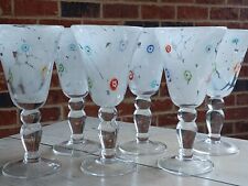 SET of 6 AMICI ITALY Handblown WINE Water GOBLET Glasses ART GLASS MILLEFIORI picture