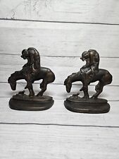 Vintage Cast Iron Western Cowboy On Horse Bookend Pair - Small - 6
