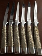 Vnt Carvel Hall USA Steak Knife Fine Cutlery Briddell Silver Overlay Handles 6* picture