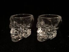Set of 2 Crystal Head Skull Vokda Shot Glass NEW 1oz Glass HEAVY Halloween, Bar picture