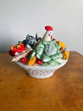 Rooster Covered Dish with Vegetable Lid Vintage Small Porcelain Covered Dish picture
