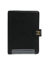 Chanel Leather cc Logo Agenda Day Planner Cover Black Gold Authentic picture