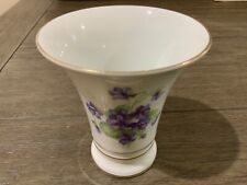 Schumann Arzberg Germany Vase 5 Inches Tall Purple Pansies Gold Rim picture