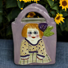Susan Paley by Ganz Barbara 3D Ceramic Purple Planter Flower Vase Bag 6x4 in picture