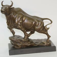 Western European Style Pure Bronze Copper Bull Wild OX Art Deco Statue Sculpture picture