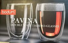 Set of 2 Bodum Pavina Double Wall Thermo Glasses 12 Oz Clear - Brand New picture