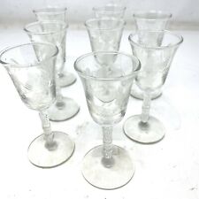 8 pcs Vintage Crystal Cordial Glasses, Floral Etched Set, 4.5 in High, 2 in Wide picture