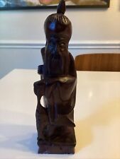 Carved Wooden Statute Chinese Fisherman Vintage New Old Stock 1960s 10” picture