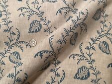 4YD COLEFAX & FOWLER Felicity Old Blue Hand Block Print Linen Fabric $725 Retail picture