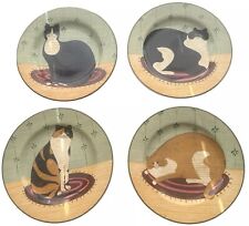 Vintage Sakura Cat Kitty Plate Set Of 4 Calico Black White Tabby Fur Baby Kitsch picture