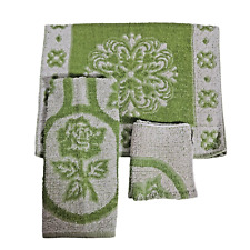 Vintage St Mary's Hand Towel Set Washcloth Avocado Green Retro Soft 60s 70s USA picture