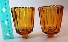 NOS Vintage Amber Glass Peg Votive Cup Sconce Candle Holder Lenox Sets of 2 picture