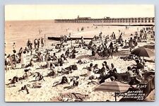 Postcard RPPC Bathers Palm Beach Pier Palm Beach Florida c.1945 picture