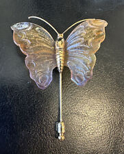 Rare Vintage DAUM FRANCE pate de verre Art Glass Butterfly Stick Pin Signed j78 picture